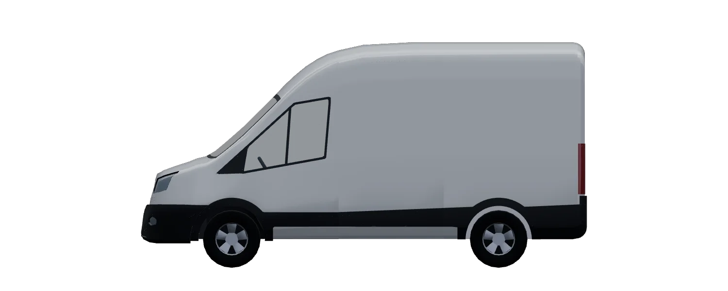 Side elevation of a Ford Transit L2H3 FWD