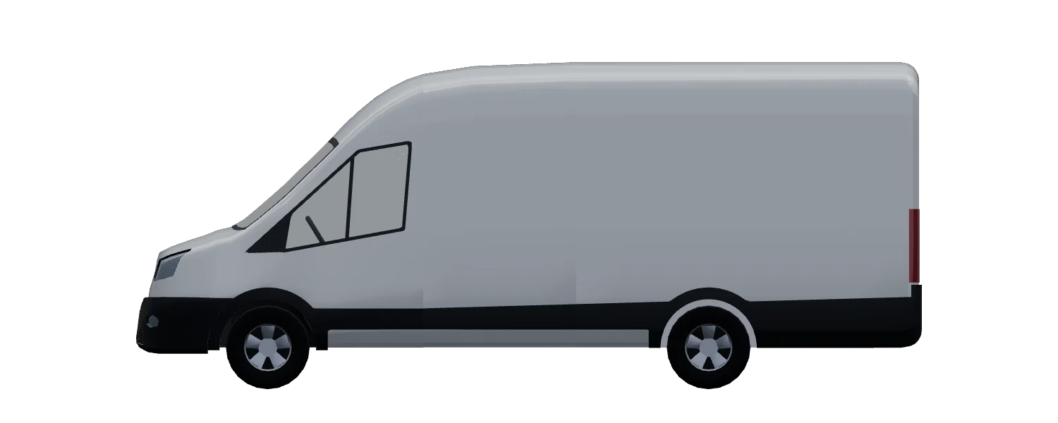 Side elevation of a Ford Transit L4H3 RWD