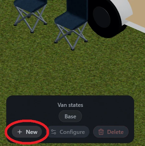 The Van states panel at the bottom of the screen with the '+ New' button circled