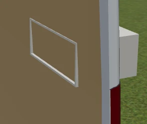 A recessed shelf drawn against a camper van wall with Cut into inner shell switched off, showing only a thin outline on the surface of the lining